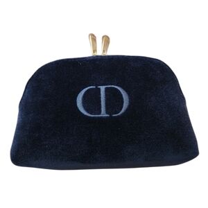 Christian Dior Beauty blue velvet zip makeup cosmetic bag